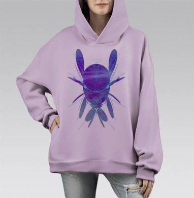 мрт вда, Hoodie Mono Fiolet, оверсайз, утепленная