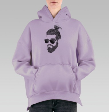 Мужчина с бородой самый крутой, Hoodie Oversize Fiolet, утепленная