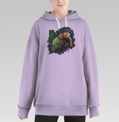 Мультяшное насекомое в полосатой кофте – забавный персонаж, Hoodie Long Oversize Fiolet