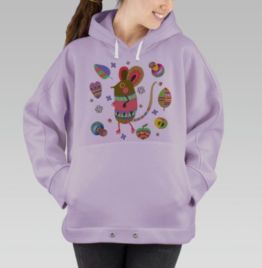 Мышь на черном фоне., Hoodie Oversize Fiolet