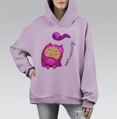Мягкая игрушка Котик в ярком костюме, Hoodie Mono Fiolet, оверсайз, утепленная
