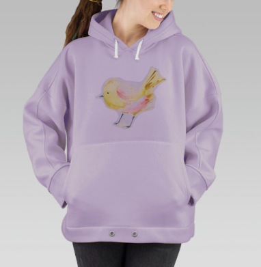 Нежная акварельная птица — символ лёгкости и красоты, Hoodie Oversize Fiolet