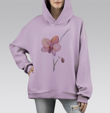 Нежная орхидея, Hoodie Mono Fiolet, оверсайз, утепленная
