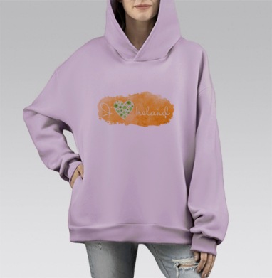 Нежное выражение любви к Ирландии, Hoodie Mono Fiolet, оверсайз, утепленная