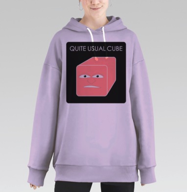 Необычный розовый куб с лицом - оригинальный дизайн, Hoodie Long Oversize Fiolet