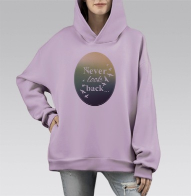 Никогда не оглядывайся назад, Hoodie Mono Fiolet, оверсайз, утепленная