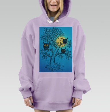 Ночная жизнь сов, Hoodie Mjhigh Dig Mel, Fiolet, утепленная