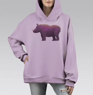 Носорог (Живая Азбука), Hoodie Mono Fiolet, оверсайз, утепленная