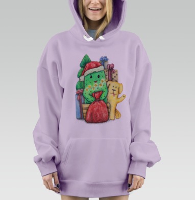 Новогодний кактус и солнечный пес, Hoodie Mjhigh Dig Mel, Fiolet, утепленная