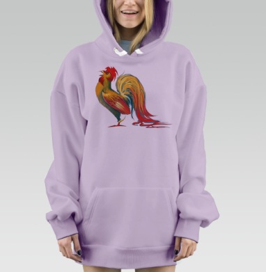 Новогодний петух, Hoodie Mjhigh Dig Mel, Fiolet, утепленная