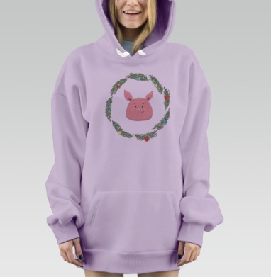 Новогодний поросенок, Hoodie Mjhigh Dig Mel, Fiolet, утепленная