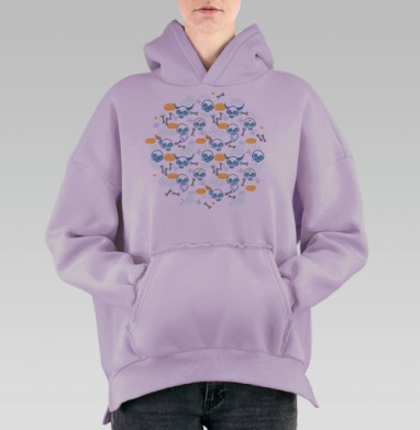 Ну очень милые черепушки, Hoodie Oversize Fiolet, утепленная