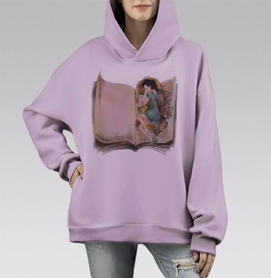 Обчитавшаяся книг, Hoodie Mono Fiolet, оверсайз, утепленная