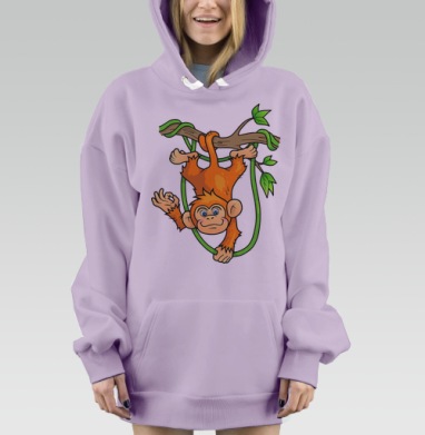 Обезьяна на ветке, Hoodie Mjhigh Dig Mel, Fiolet, утепленная