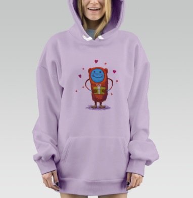 Обезьяна с подарком, Hoodie Mjhigh Dig Mel, Fiolet, утепленная