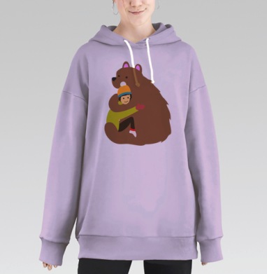 Обнимания с медведем, Hoodie Long Oversize Fiolet
