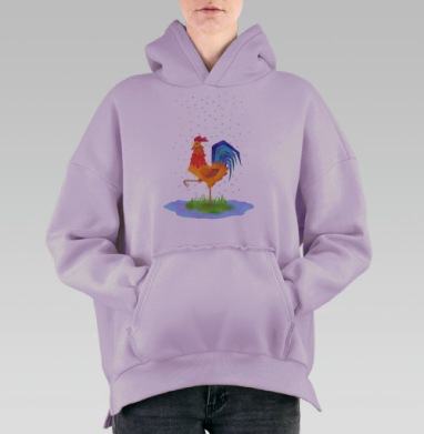 Огненный Петух зимой, Hoodie Oversize Fiolet, утепленная