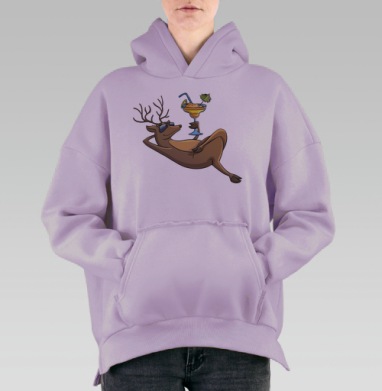 Олень на отдыхе, Hoodie Oversize Fiolet, утепленная