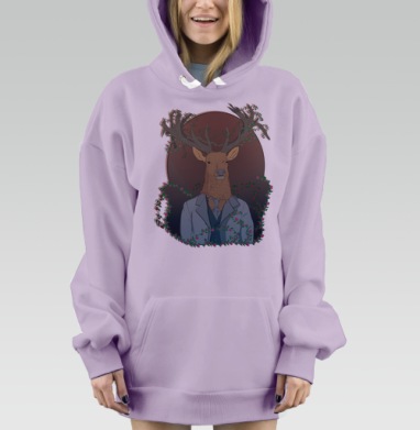 Олень в костюме, Hoodie Mjhigh Dig Mel, Fiolet, утепленная