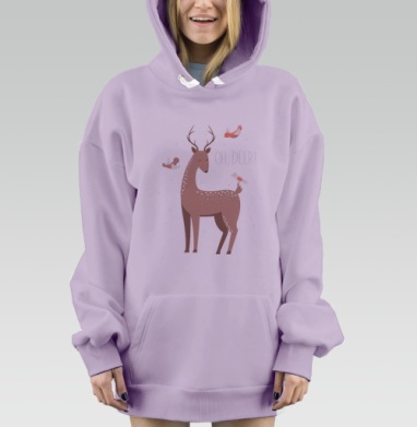 Олень в лесу, Hoodie Mjhigh Dig Mel, Fiolet, утепленная