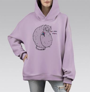 Ом-ном-ном, Hoodie Mono Fiolet, оверсайз, утепленная