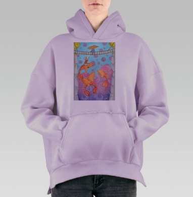 Оранжевые киты, Hoodie Oversize Fiolet, утепленная