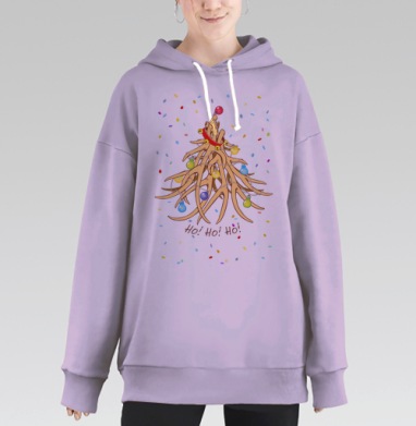 Оригинальная рождественская открытка с рогами оленя, Hoodie Long Oversize Fiolet