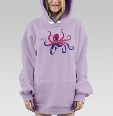 Осьминог, Hoodie Mjhigh Dig Mel, Fiolet, утепленная