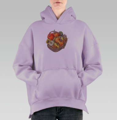 Осенние тыквы, Hoodie Oversize Fiolet, утепленная