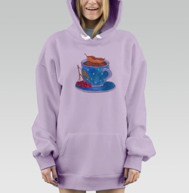Осенний чай, Hoodie Mjhigh Dig Mel, Fiolet, утепленная