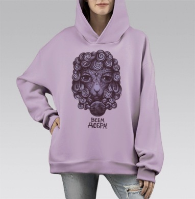 Овечка Лола, Hoodie Mono Fiolet, оверсайз, утепленная