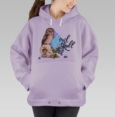 Owl skull / Череп совы, Hoodie Oversize Fiolet
