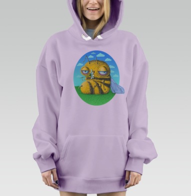 Пчела с ромашкой, Hoodie Mjhigh Dig Mel, Fiolet, утепленная