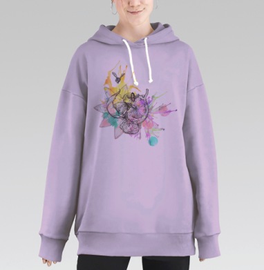 Пчёлы и гранат в гармонии природы, Hoodie Long Oversize Fiolet