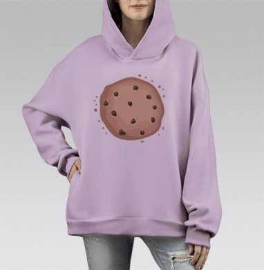 Печенье, Hoodie Mono Fiolet, оверсайз, утепленная