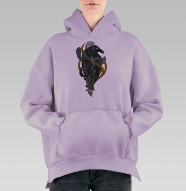 Перья ворона, Hoodie Oversize Fiolet, утепленная