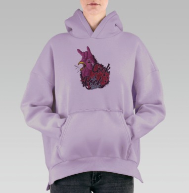 Петух и рок, Hoodie Oversize Fiolet, утепленная