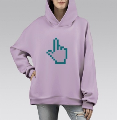 пиксельный указатель, Hoodie Mono Fiolet, оверсайз, утепленная
