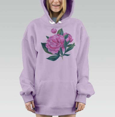 Пионовый Букет, Hoodie Mjhigh Dig Mel, Fiolet, утепленная