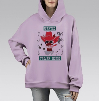 Плакат «Разыскивается: Троянский конь» в стиле комикс, Hoodie Mono Fiolet, оверсайз, утепленная