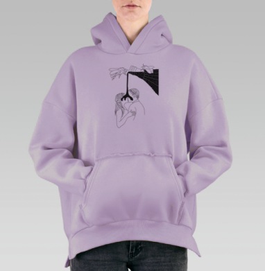 Поцелуй под сладким дождем, Hoodie Oversize Fiolet, утепленная