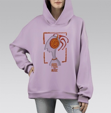 Почувствуй музыку, Hoodie Mono Fiolet, оверсайз, утепленная