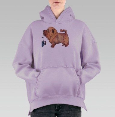 Погладь песика, Hoodie Oversize Fiolet, утепленная