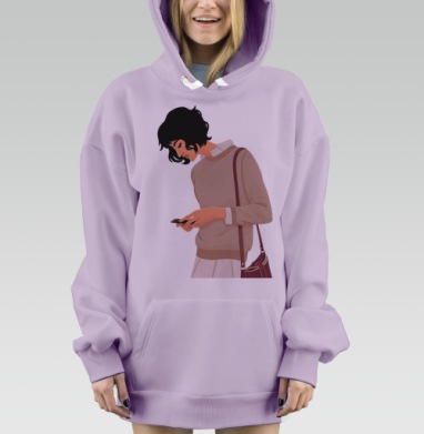 Погружение в цифровой мир: современная иллюстрация девушки, Hoodie Mjhigh Dig Mel, Fiolet, утепленная