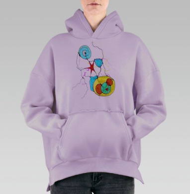 Полет через вселенную, Hoodie Oversize Fiolet, утепленная