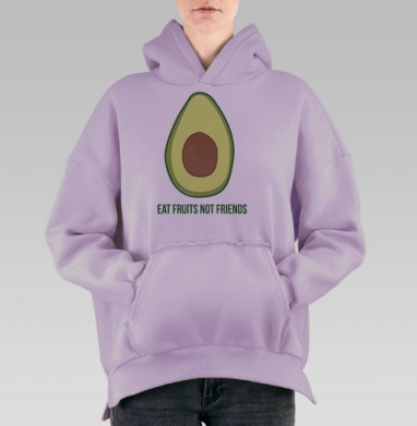 Половинка авокадо с призывом к этичному питанию, Hoodie Oversize Fiolet, утепленная