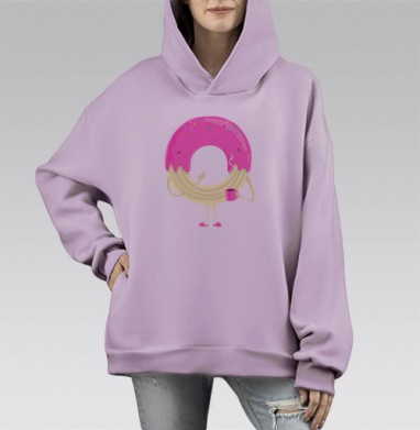 Пончо, Hoodie Mono Fiolet, оверсайз, утепленная
