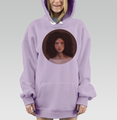 Портрет молодой женщины с естественной красотой, Hoodie Mjhigh Dig Mel, Fiolet, утепленная