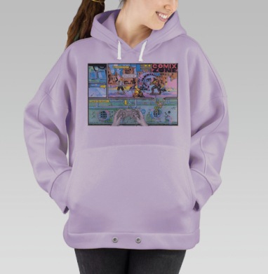 Постапокалиптический комикс с механическим крабом, Hoodie Oversize Fiolet