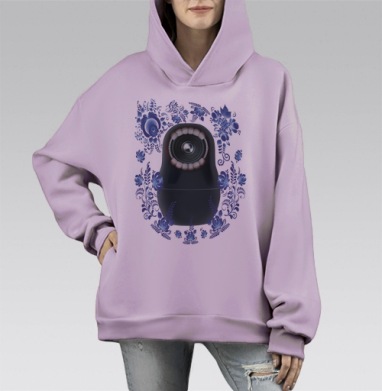 Потребитель, Hoodie Mono Fiolet, оверсайз, утепленная